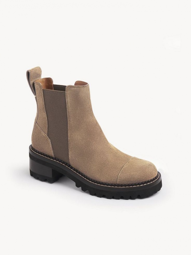 Chloe Mallory Enkellaarzen Khaki | CHE-SR14875