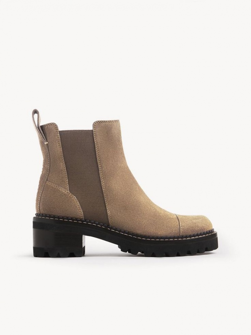 Chloe Mallory Enkellaarzen Khaki | CHE-SR14875