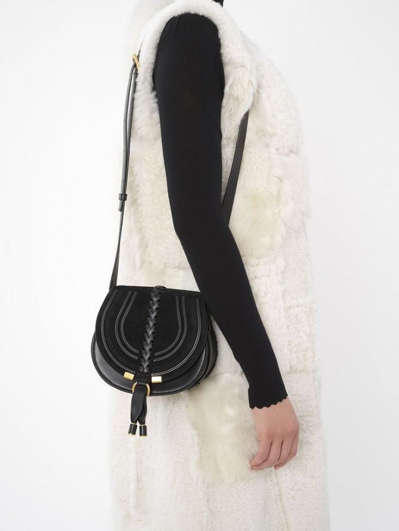 Chloe Marcie Small Saddle Schoudertassen Zwart | CHE-SR13413