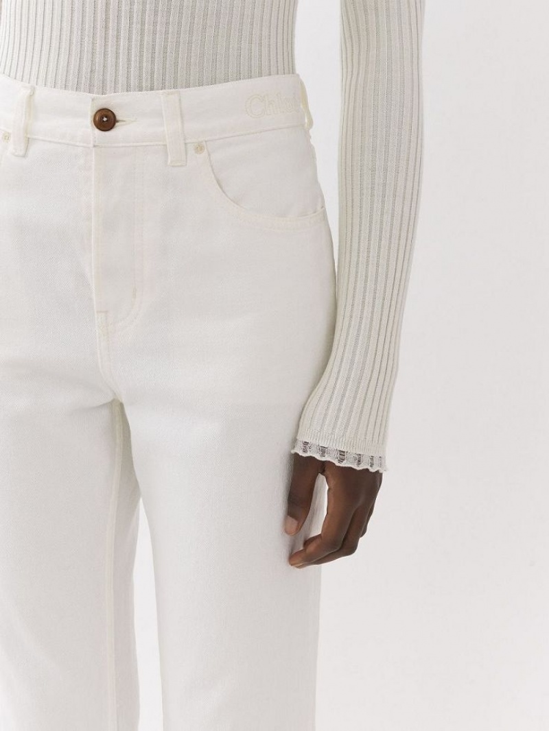 Chloe Masaya Cropped Rechtdoor Jeans Wit | CHE-SR13972