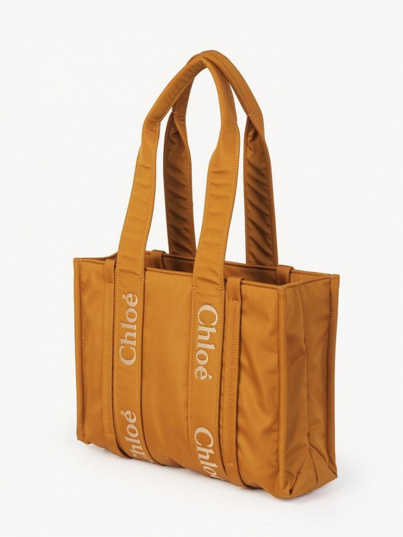 Chloe Medium Woody Schoudertassen Geel | CHE-SR13411