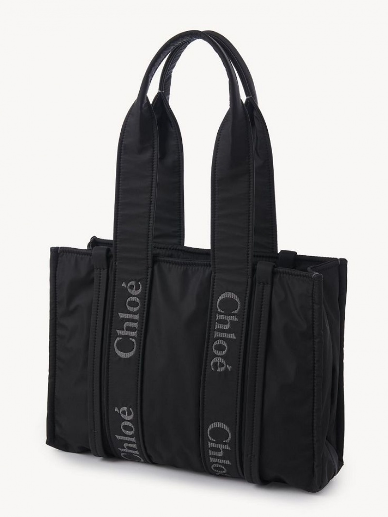 Chloe Medium Woody Schoudertassen Zwart | CHE-SR13428