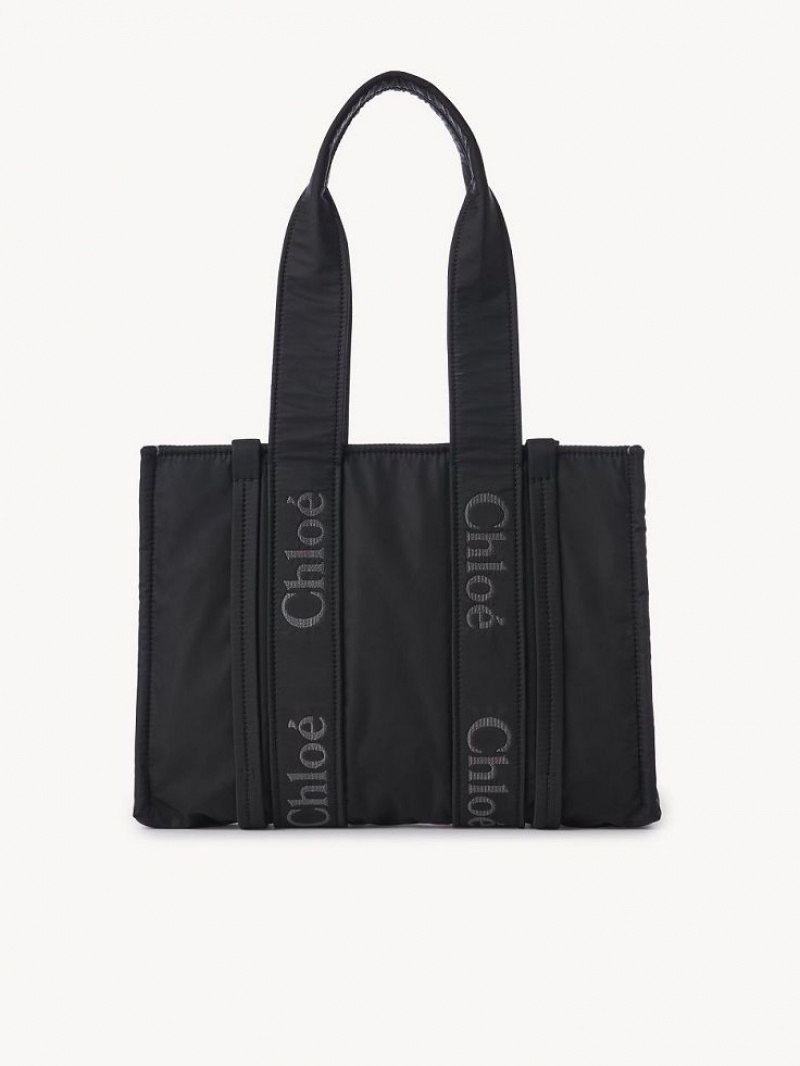 Chloe Medium Woody Schoudertassen Zwart | CHE-SR13428