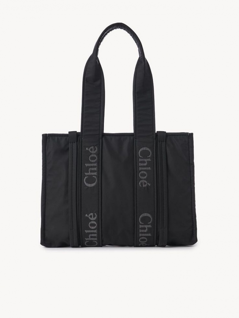 Chloe Medium Woody Schoudertassen Zwart | CHE-SR13428