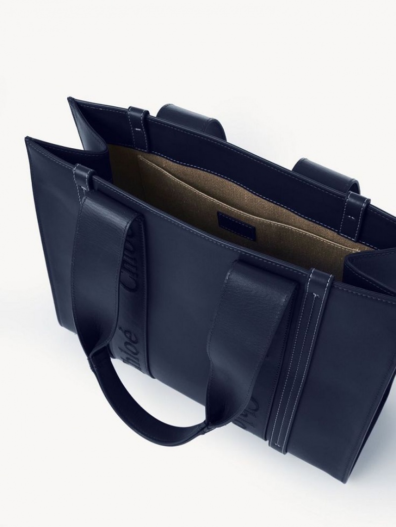 Chloe Medium Woody Tote Tassen Blauw | CHE-SR13395