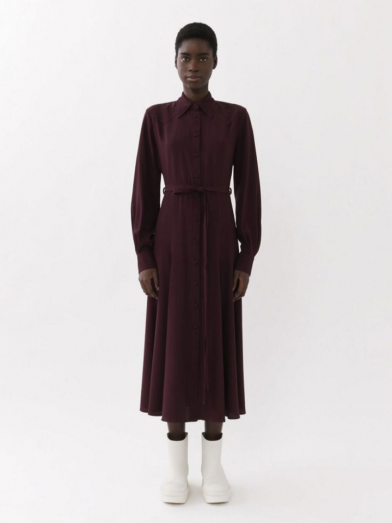 Chloe Midi Shirt Jurk Paars | CHE-SR13840