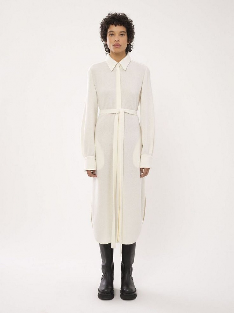 Chloe Midi Shirt Jurk Wit | CHE-SR13865