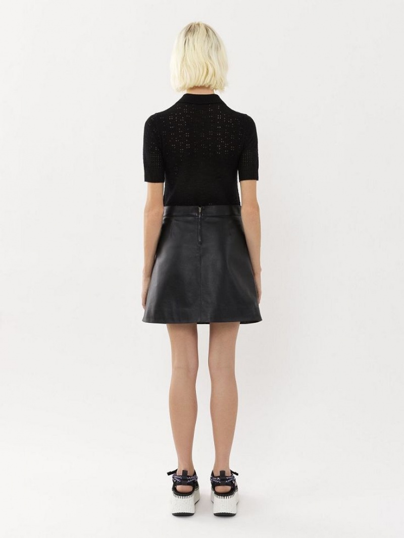 Chloe Mini Skirt Leather Zwart | CHE-SR14112