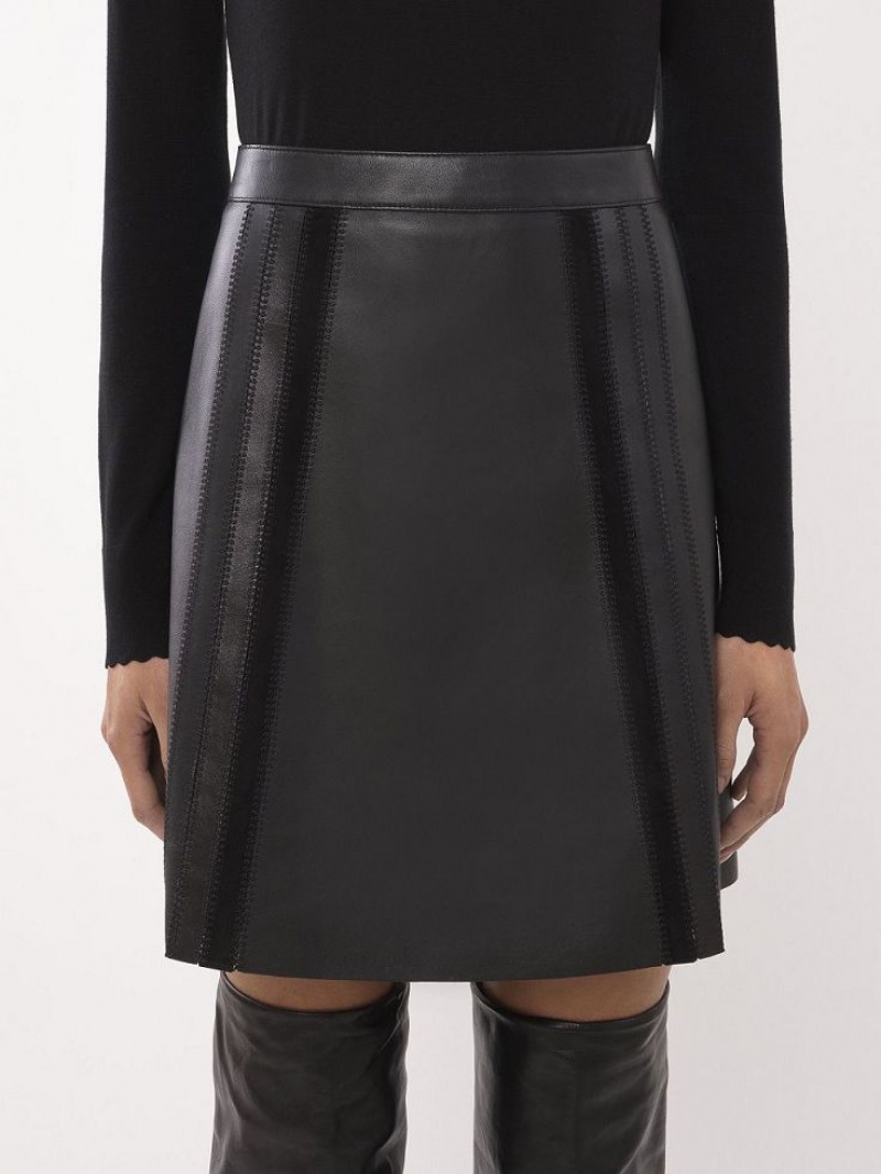 Chloe Mini Skirt Leather Zwart | CHE-SR14120