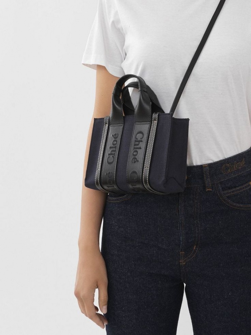 Chloe Mini Woody Crossbodytassen Diepblauw | CHE-SR13548