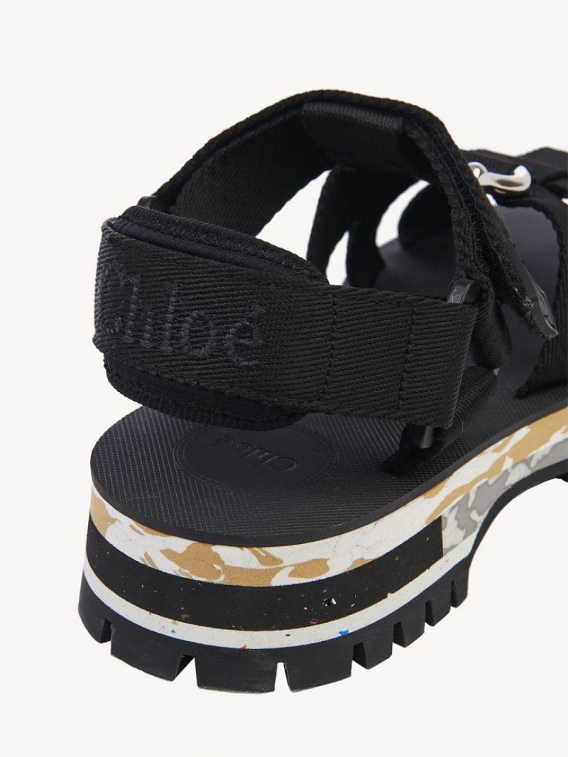Chloe Nikie Active Platte Sandalen Zwart | CHE-SR14169