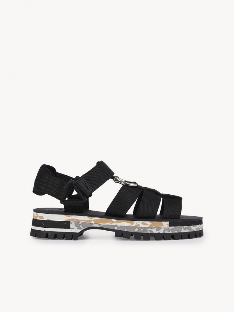 Chloe Nikie Active Platte Sandalen Zwart | CHE-SR14169
