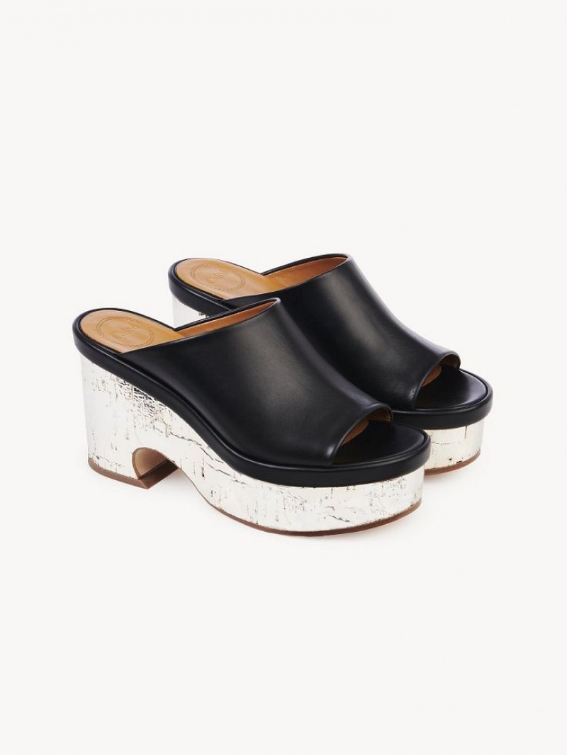 Chloe Oli Platform Mule Zwart | CHE-SR14156