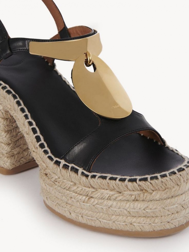 Chloe Pema Espadrilles Zwart Goud | CHE-SR14151