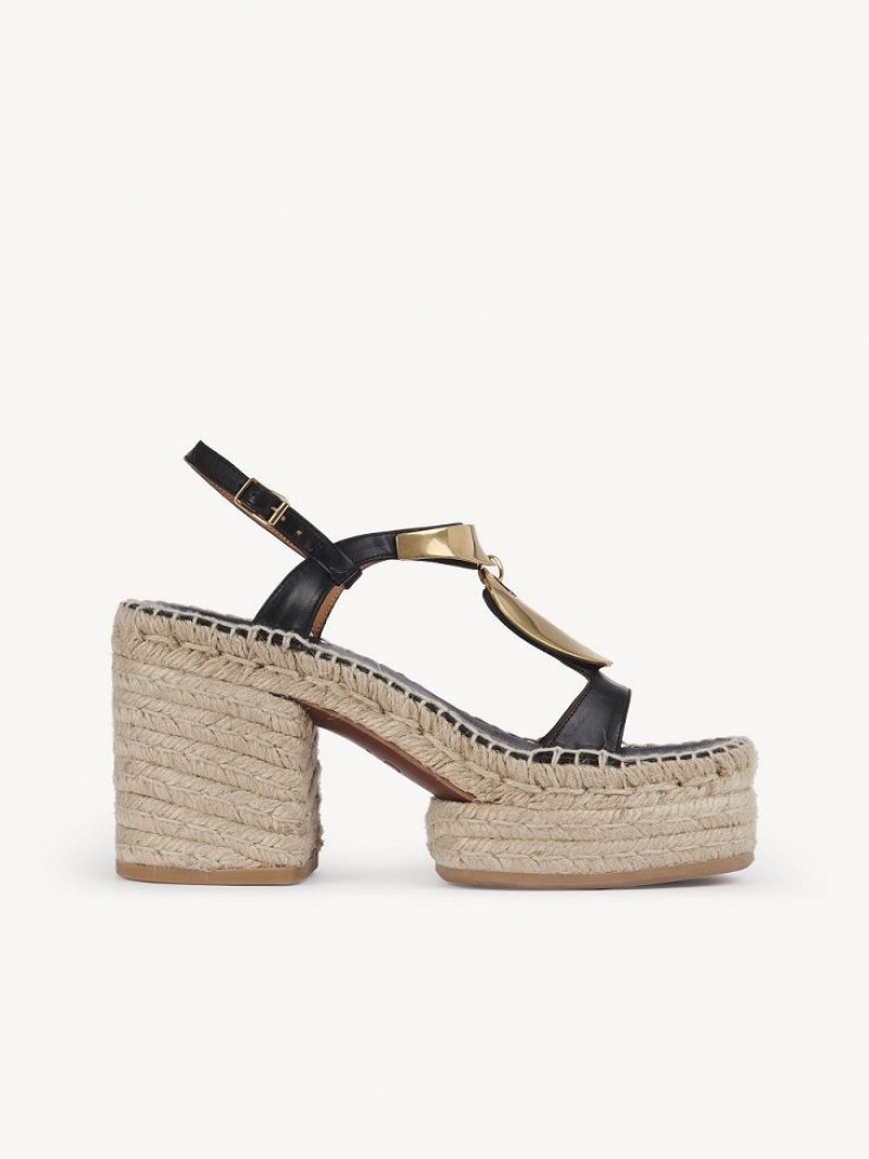 Chloe Pema Espadrilles Zwart Goud | CHE-SR14151