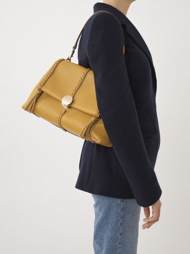 Chloe Penelope Medium Soft Schoudertassen Goud | CHE-SR13444
