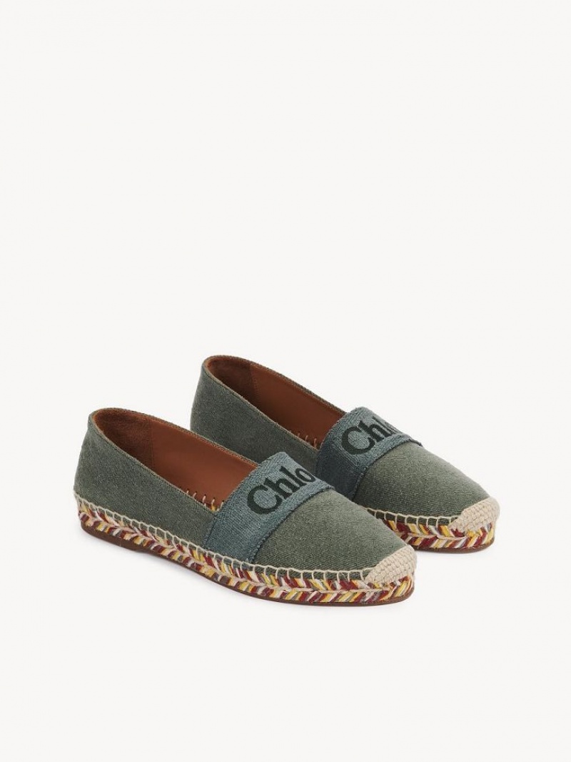 Chloe Piia Platte Espadrilles Groen | CHE-SR14143