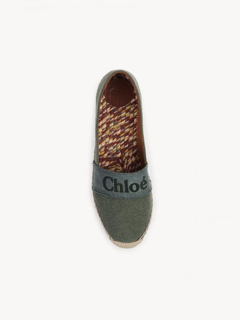 Chloe Piia Platte Espadrilles Groen | CHE-SR14143