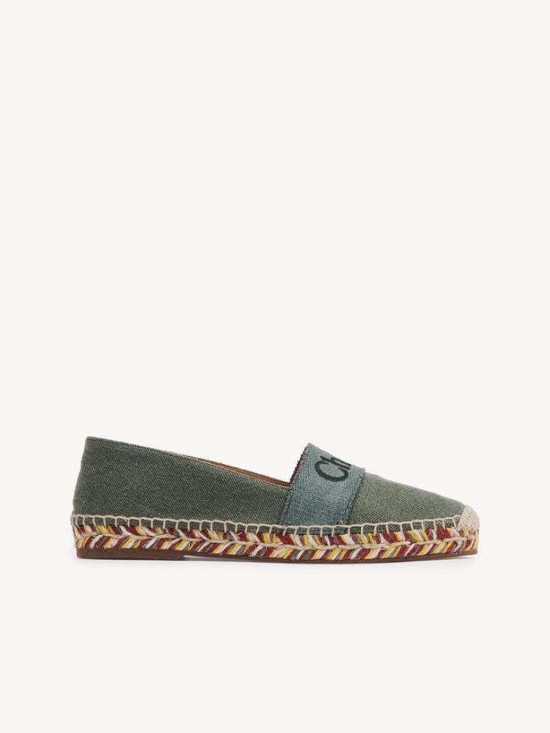 Chloe Piia Platte Espadrilles Groen | CHE-SR14143
