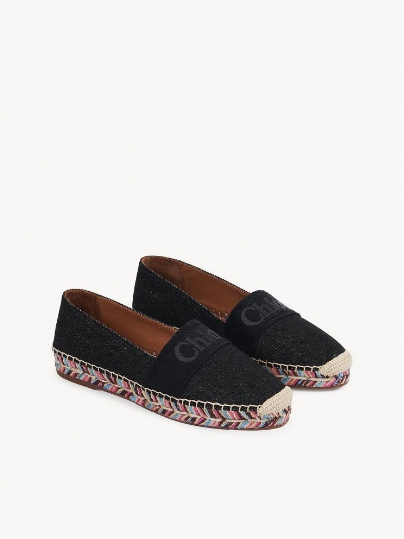 Chloe Piia Platte Espadrilles Zwart | CHE-SR14144