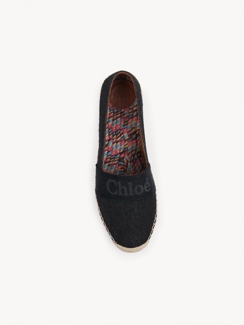 Chloe Piia Platte Espadrilles Zwart | CHE-SR14144