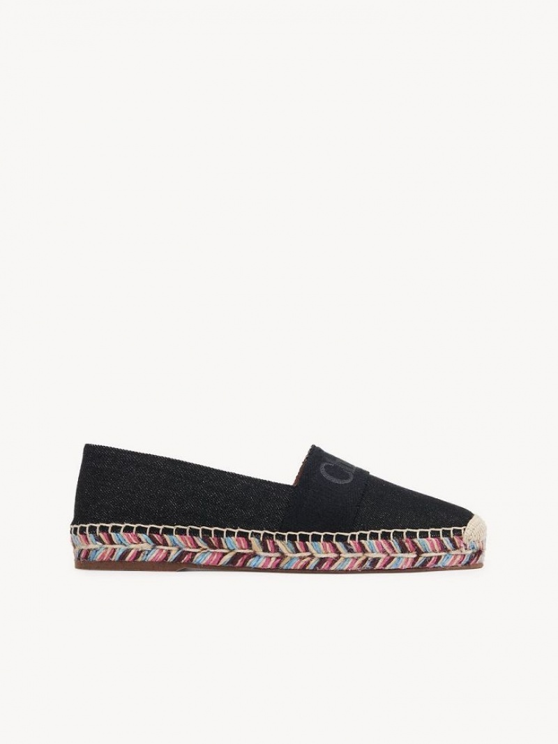 Chloe Piia Platte Espadrilles Zwart | CHE-SR14144