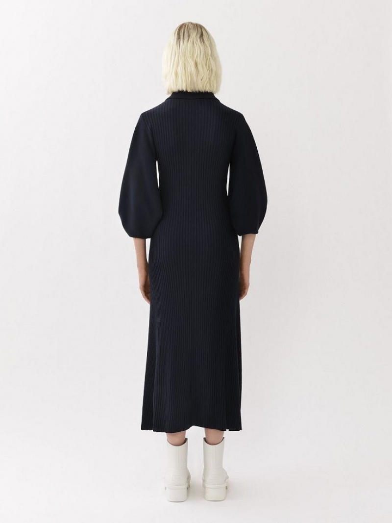Chloe Polo Midi Gebreide Kleding Donkerblauw | CHE-SR13966