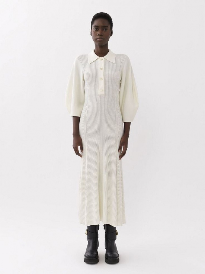 Chloe Polo Midi Jurk Wit | CHE-SR13858