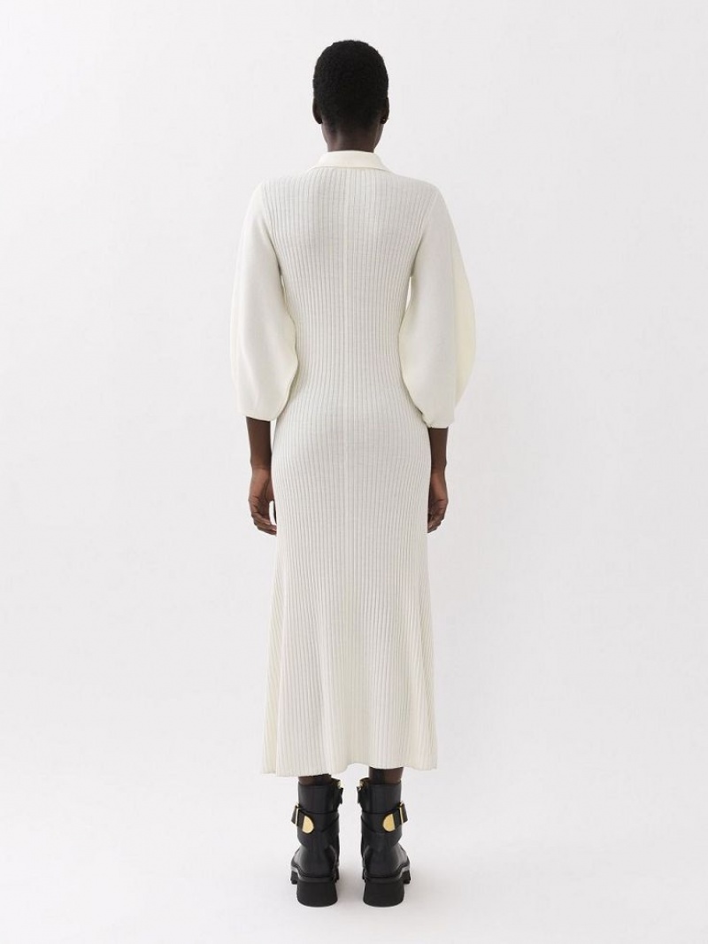 Chloe Polo Midi Jurk Wit | CHE-SR13858