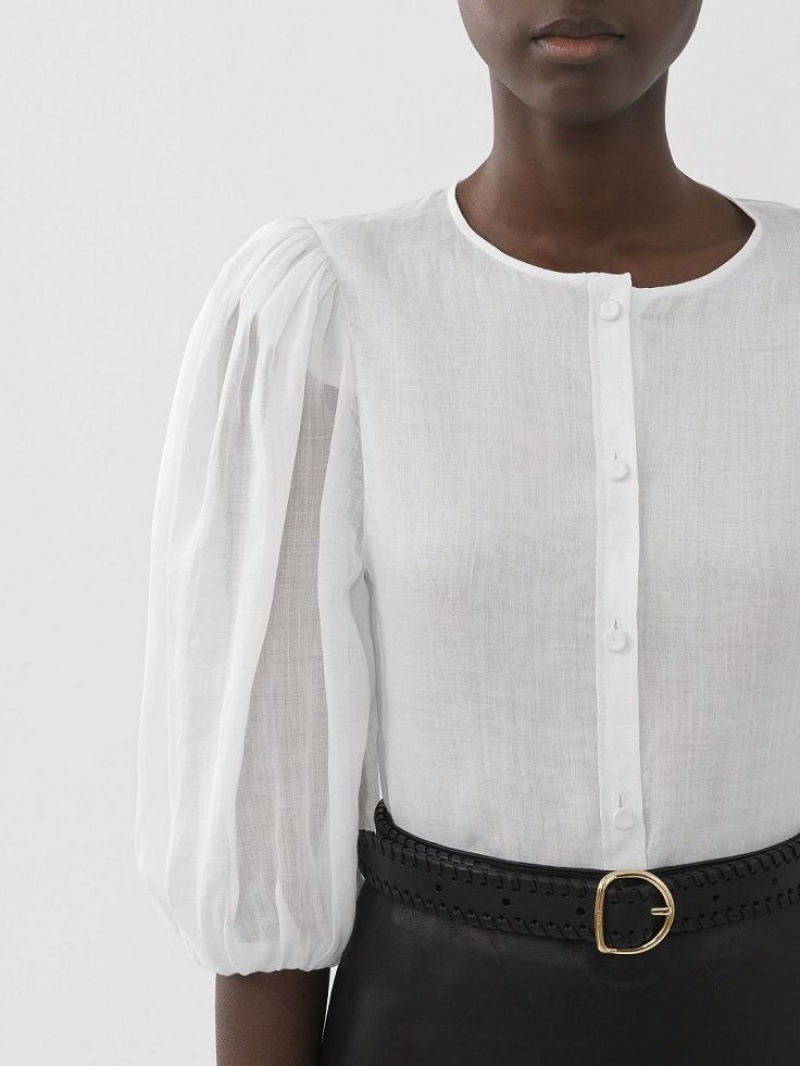 Chloe Puff-sleeve Blouse Wit | CHE-SR13879