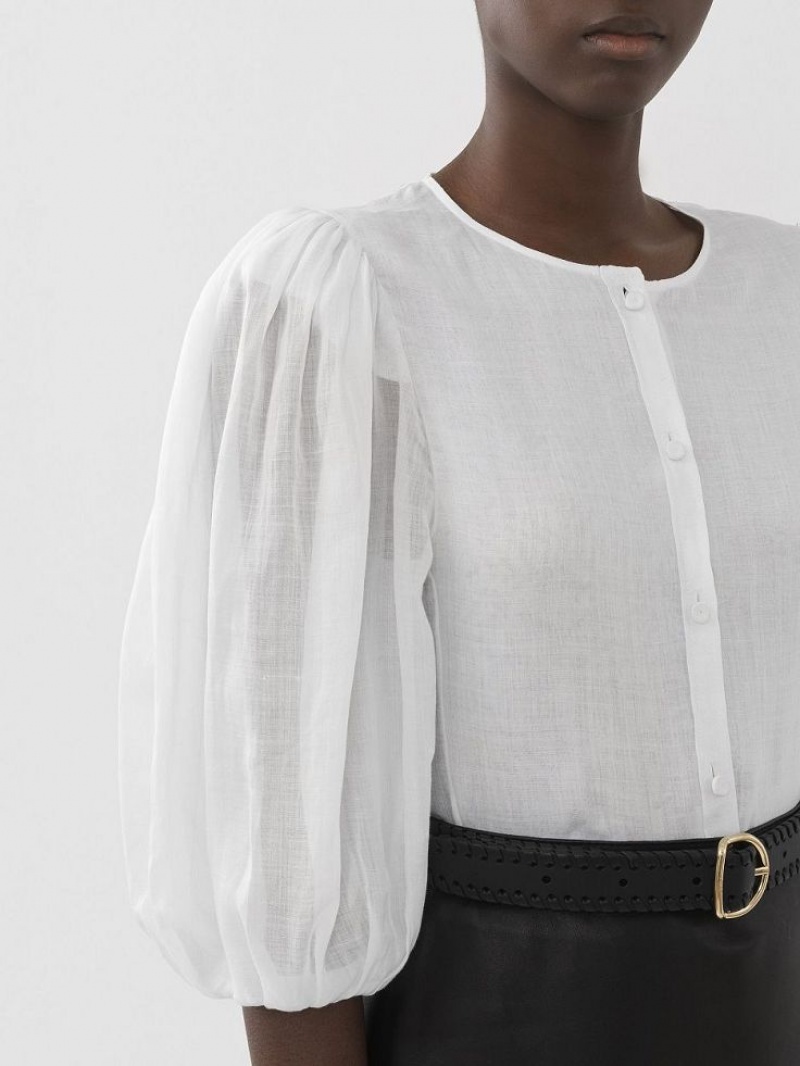 Chloe Puff-sleeve Blouse Wit | CHE-SR13879