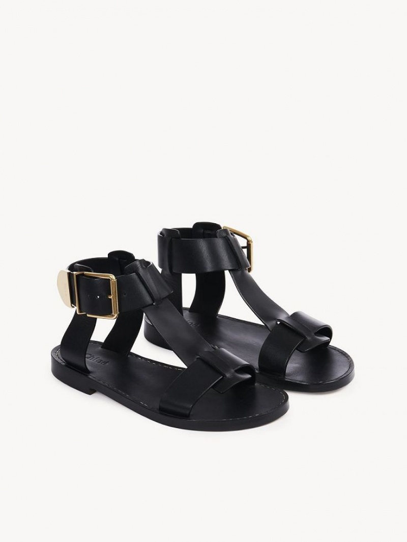 Chloe Rebecca Platte Sandalen Zwart | CHE-SR14142