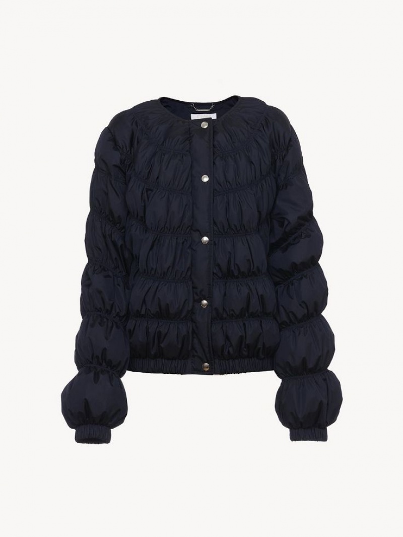 Chloe Ruched Puffer Pakken Blauw | CHE-SR14041