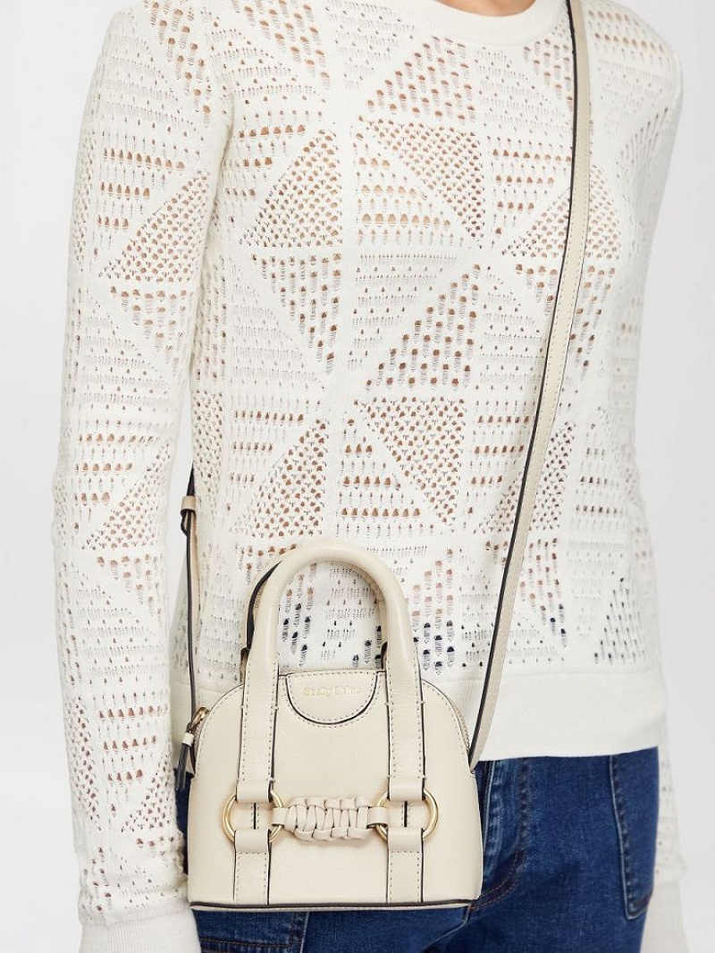 Chloe Saddie Micro Double Handle Schoudertassen Beige | CHE-SR14621