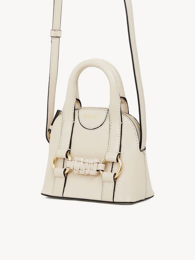 Chloe Saddie Micro Double Handle Schoudertassen Beige | CHE-SR14621