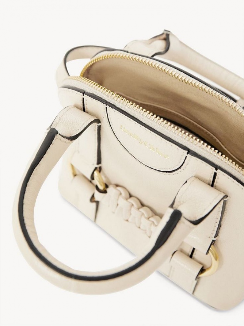 Chloe Saddie Micro Double Handle Schoudertassen Beige | CHE-SR14621