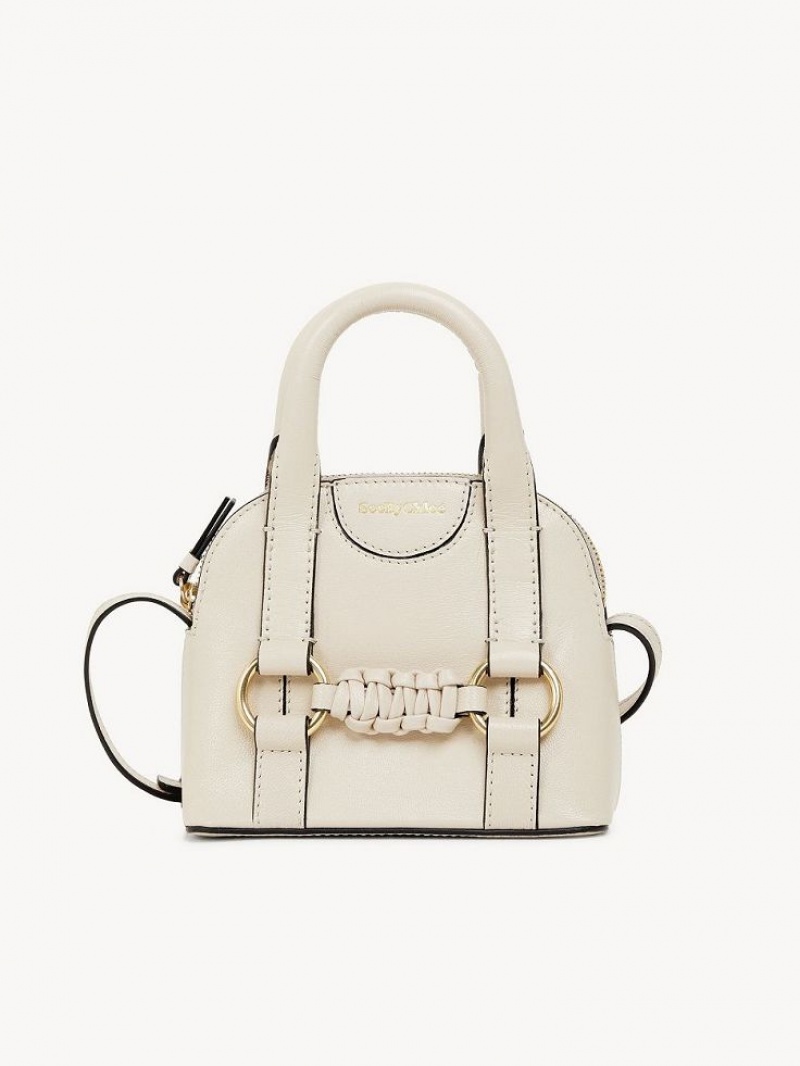 Chloe Saddie Micro Double Handle Schoudertassen Beige | CHE-SR14621