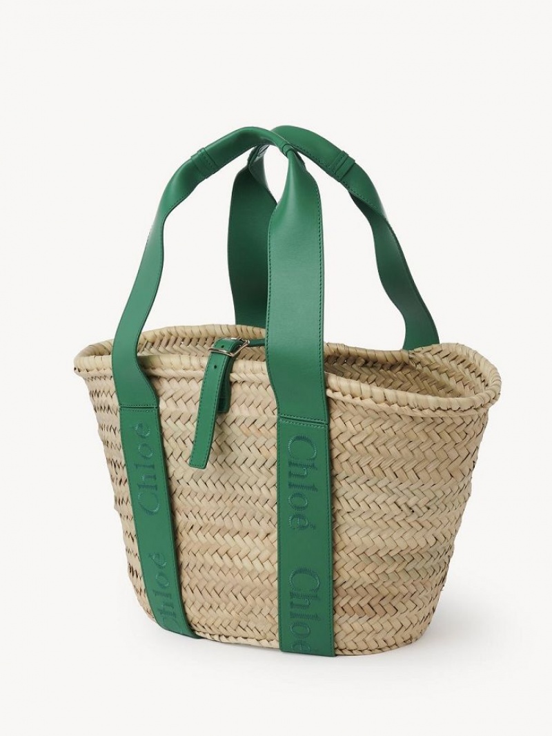 Chloe Sense Medium Basket Tote Tassen Groen | CHE-SR13297