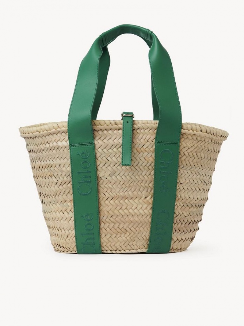 Chloe Sense Medium Basket Tote Tassen Groen | CHE-SR13297