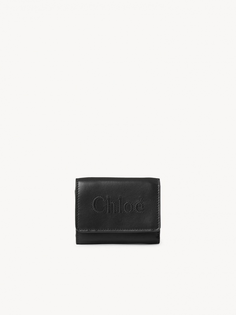 Chloe Sense Mini Tri-fold Kleine Portefeuille Zwart | CHE-SR14277