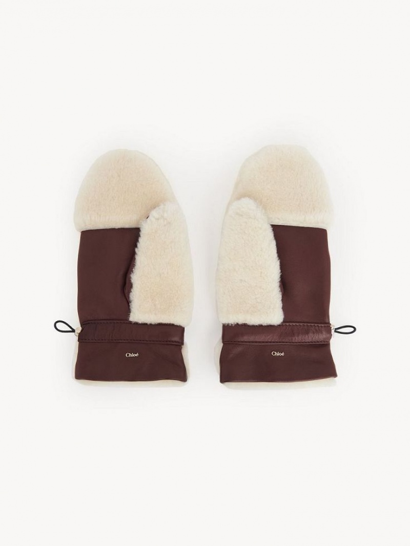 Chloe Shearling Mittens Hoeden Beige Bruin | CHE-SR14467
