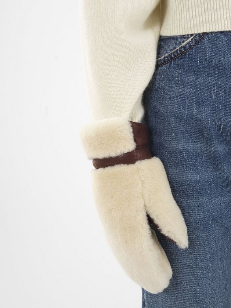 Chloe Shearling Mittens Hoeden Beige Bruin | CHE-SR14467