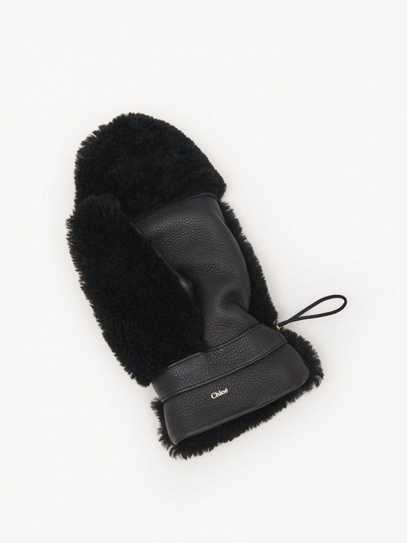 Chloe Shearling Mittens Hoeden Zwart | CHE-SR14483