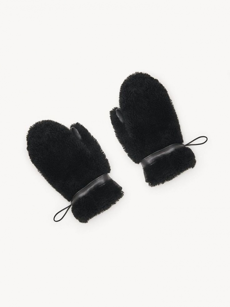 Chloe Shearling Mittens Hoeden Zwart | CHE-SR14483