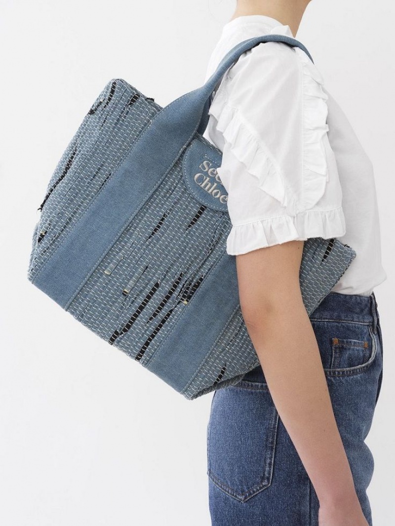 Chloe Small Laetizia Tote Tassen Blauw | CHE-SR14709