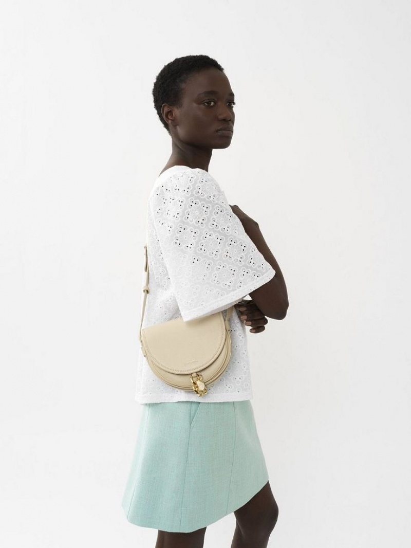 Chloe Small Mara Saddle Schoudertassen Beige | CHE-SR14628