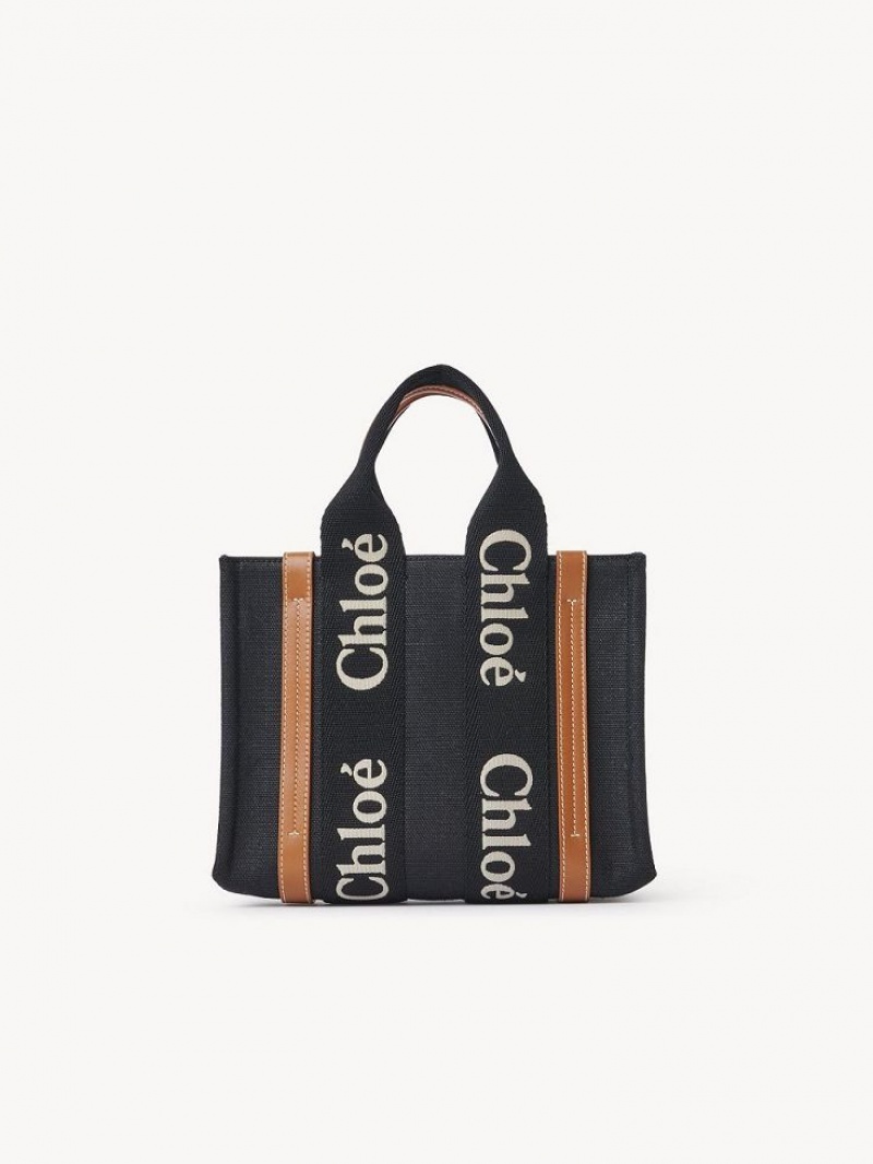 Chloe Small Woody Tote Tassen Zwart Beige | CHE-SR13386