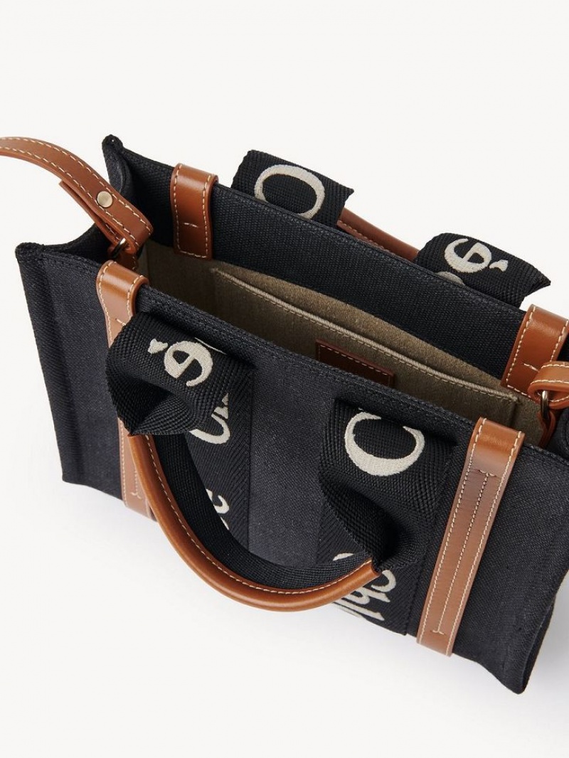 Chloe Small Woody Tote Tassen Zwart Beige | CHE-SR13386