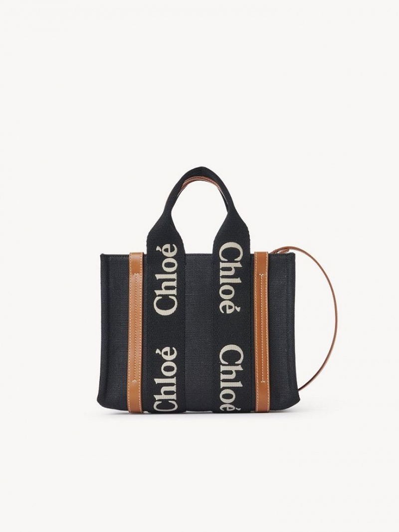 Chloe Small Woody Tote Tassen Zwart Beige | CHE-SR13386