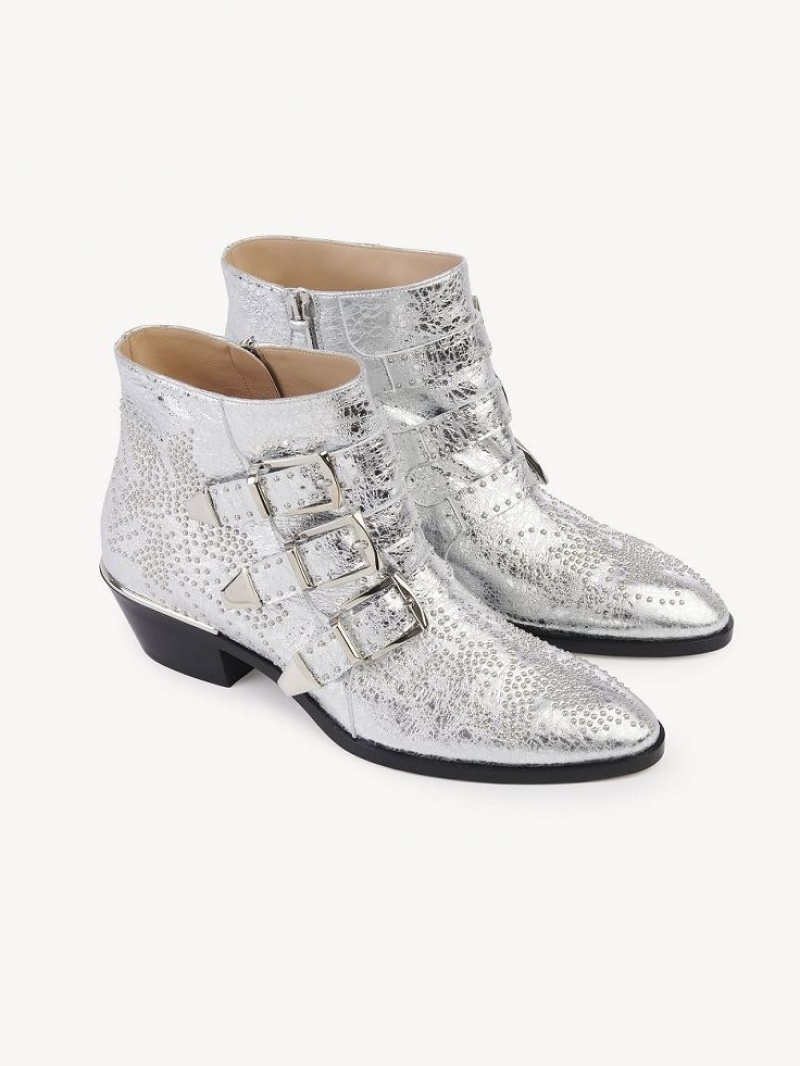 Chloe Susanna Kort Laarzen Zilver | CHE-SR14212